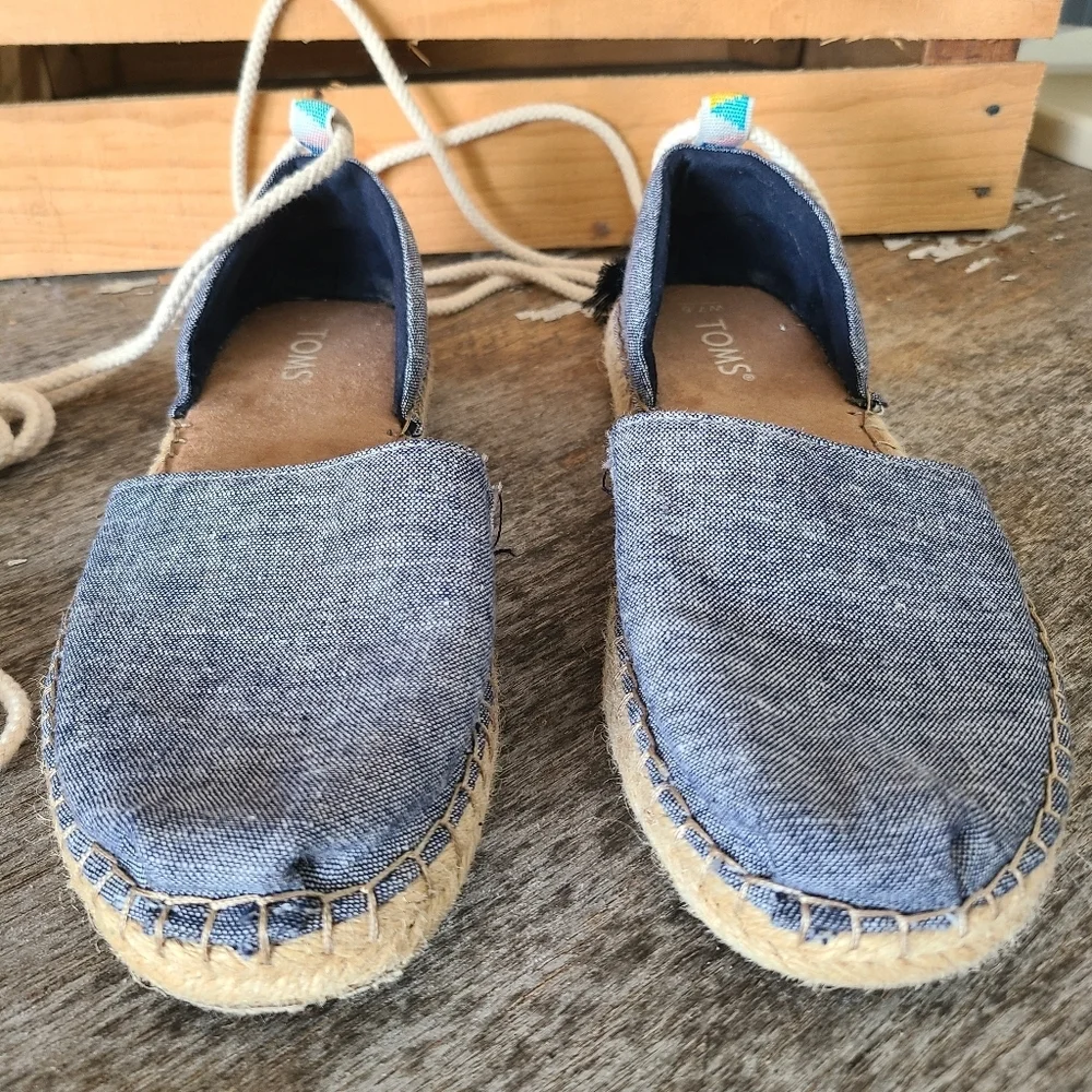 TOMS Katalina Espadrille Ankle Wrap Sandal Size 7.5